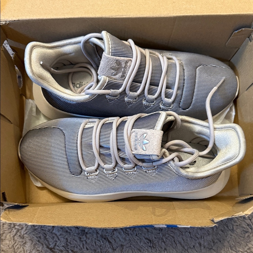 adidas Kids Light Grey Knit Slip-On Sneakers